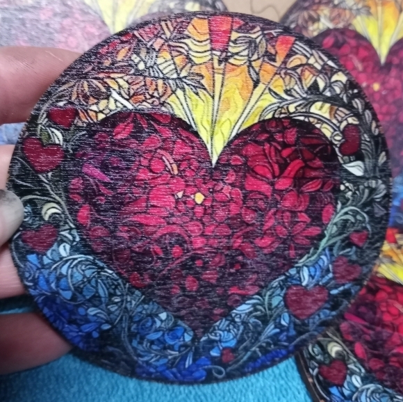 Heart Themed Coaster Set Of 6 - Picture 1 of 4